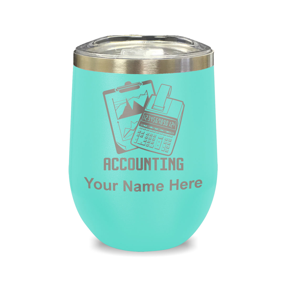 LaserGram Double Wall Stainless Steel Wine Glass, Accounting, Personalized Engraving Included
