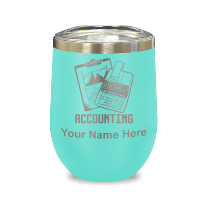LaserGram Double Wall Stainless Steel Wine Glass, Accounting, Personalized Engraving Included