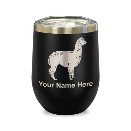 LaserGram Double Wall Stainless Steel Wine Glass, Alpaca, Personalized Engraving Included