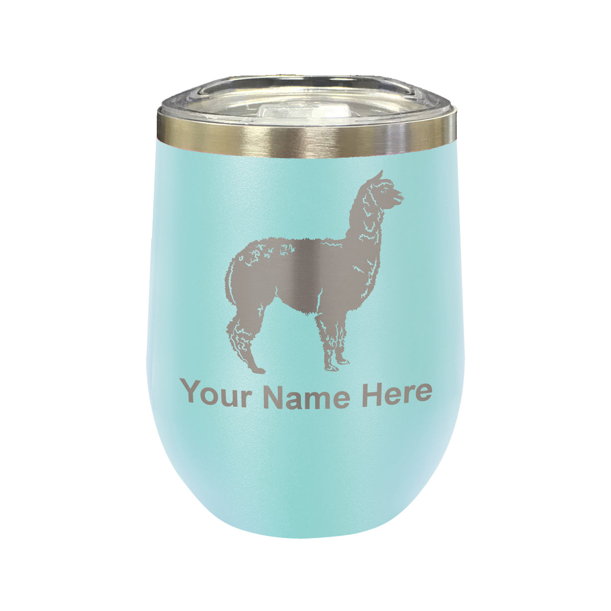 LaserGram Double Wall Stainless Steel Wine Glass, Alpaca, Personalized Engraving Included