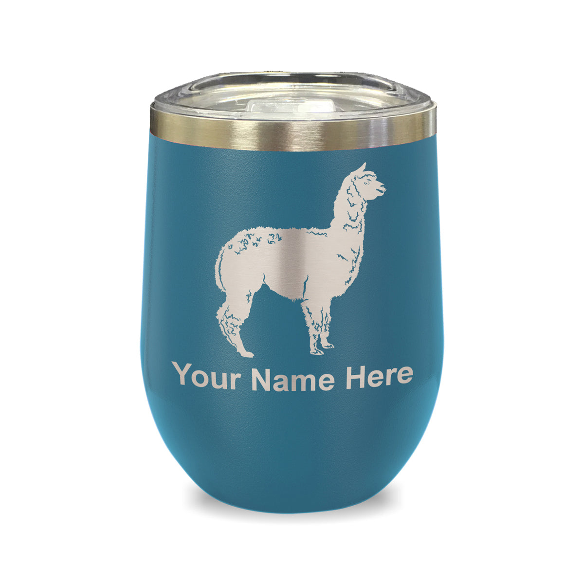 LaserGram Double Wall Stainless Steel Wine Glass, Alpaca, Personalized Engraving Included
