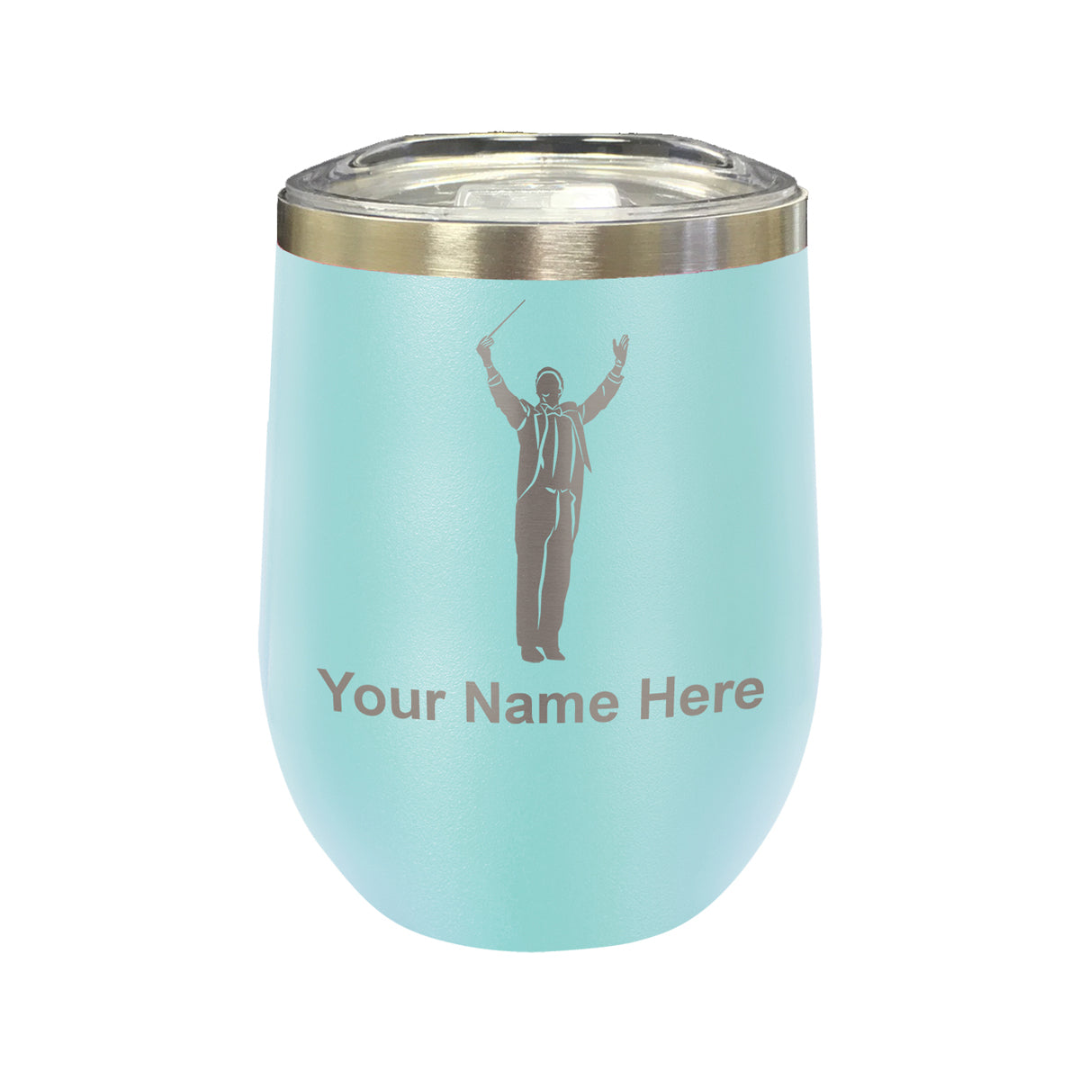 LaserGram Double Wall Stainless Steel Wine Glass, Band Director, Personalized Engraving Included