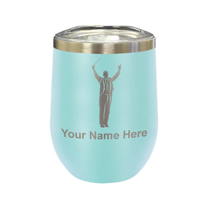 LaserGram Double Wall Stainless Steel Wine Glass, Band Director, Personalized Engraving Included