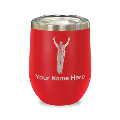 LaserGram Double Wall Stainless Steel Wine Glass, Band Director, Personalized Engraving Included