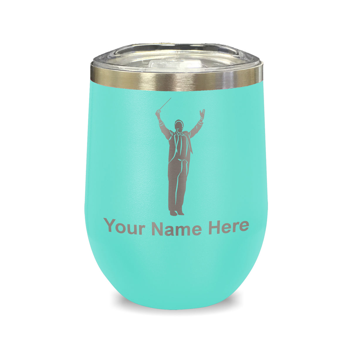 LaserGram Double Wall Stainless Steel Wine Glass, Band Director, Personalized Engraving Included