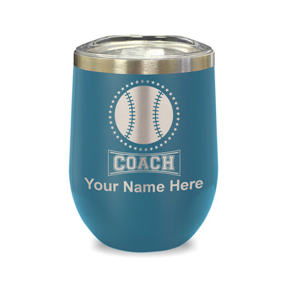 LaserGram Double Wall Stainless Steel Wine Glass, Baseball Coach, Personalized Engraving Included