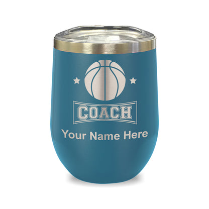 LaserGram Double Wall Stainless Steel Wine Glass, Basketball Coach, Personalized Engraving Included