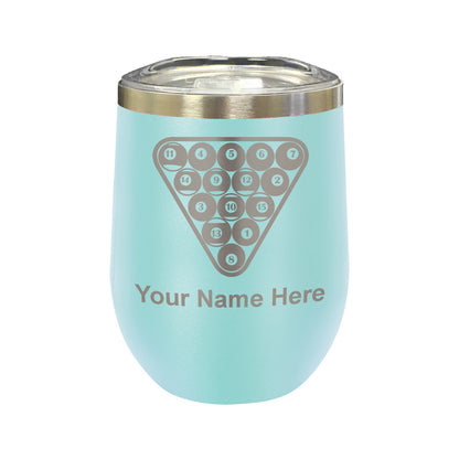 LaserGram Double Wall Stainless Steel Wine Glass, Billiard Balls, Personalized Engraving Included