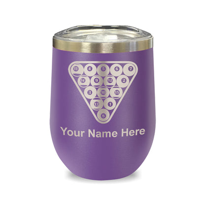 LaserGram Double Wall Stainless Steel Wine Glass, Billiard Balls, Personalized Engraving Included