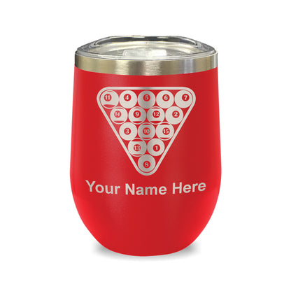 LaserGram Double Wall Stainless Steel Wine Glass, Billiard Balls, Personalized Engraving Included