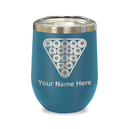 LaserGram Double Wall Stainless Steel Wine Glass, Billiard Balls, Personalized Engraving Included