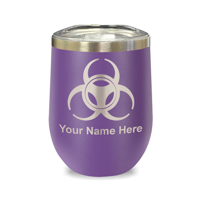 LaserGram Double Wall Stainless Steel Wine Glass, Biohazard Symbol, Personalized Engraving Included