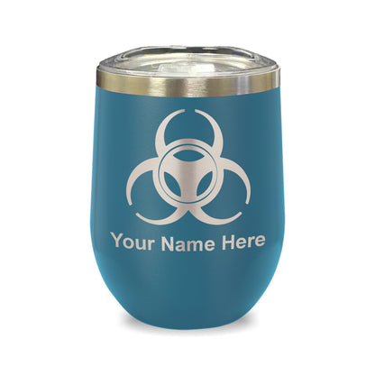 LaserGram Double Wall Stainless Steel Wine Glass, Biohazard Symbol, Personalized Engraving Included
