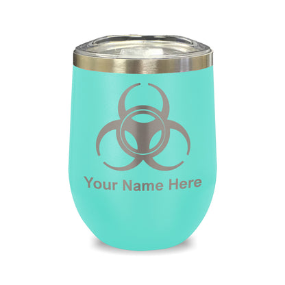LaserGram Double Wall Stainless Steel Wine Glass, Biohazard Symbol, Personalized Engraving Included