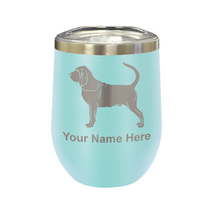 LaserGram Double Wall Stainless Steel Wine Glass, Bloodhound Dog, Personalized Engraving Included