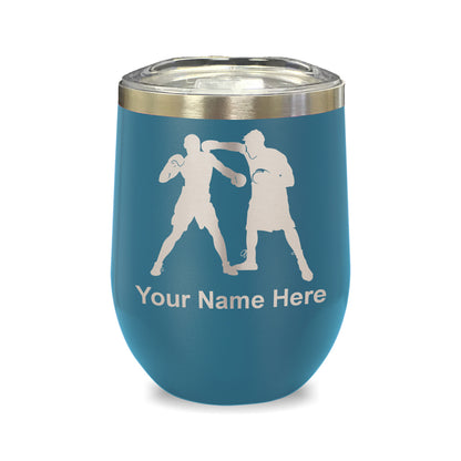 LaserGram Double Wall Stainless Steel Wine Glass, Boxers Boxing, Personalized Engraving Included