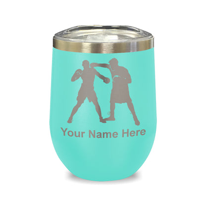 LaserGram Double Wall Stainless Steel Wine Glass, Boxers Boxing, Personalized Engraving Included