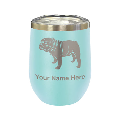 LaserGram Double Wall Stainless Steel Wine Glass, Bulldog Dog, Personalized Engraving Included