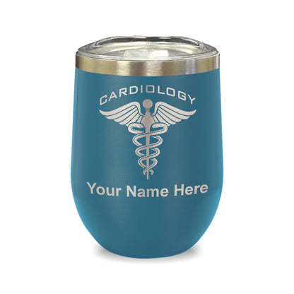 LaserGram Double Wall Stainless Steel Wine Glass, Cardiology, Personalized Engraving Included