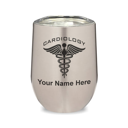 LaserGram Double Wall Stainless Steel Wine Glass, Cardiology, Personalized Engraving Included