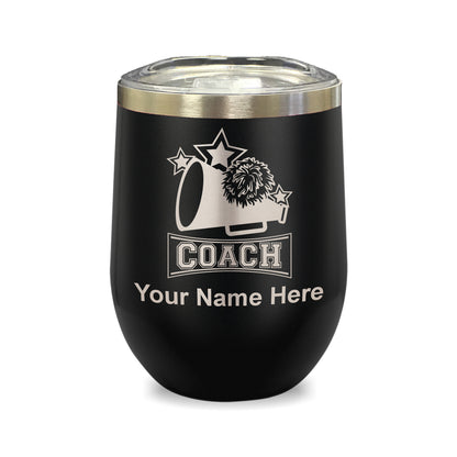 LaserGram Double Wall Stainless Steel Wine Glass, Cheerleading Coach, Personalized Engraving Included