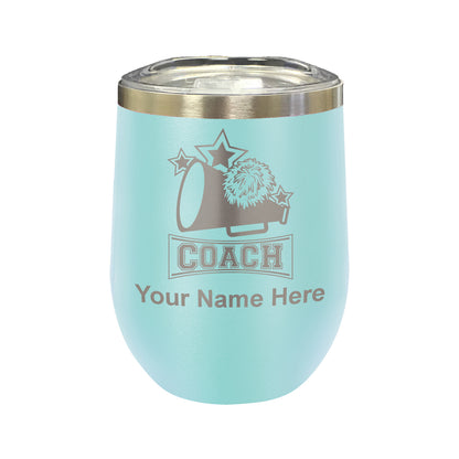 LaserGram Double Wall Stainless Steel Wine Glass, Cheerleading Coach, Personalized Engraving Included