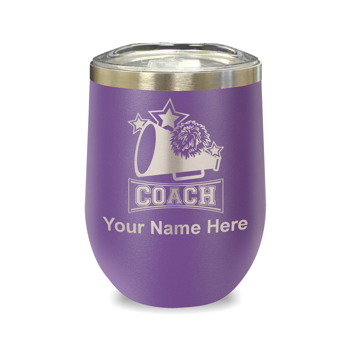 LaserGram Double Wall Stainless Steel Wine Glass, Cheerleading Coach, Personalized Engraving Included