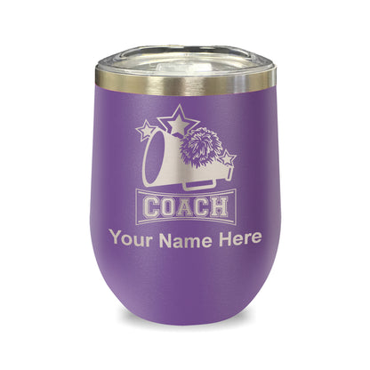 LaserGram Double Wall Stainless Steel Wine Glass, Cheerleading Coach, Personalized Engraving Included