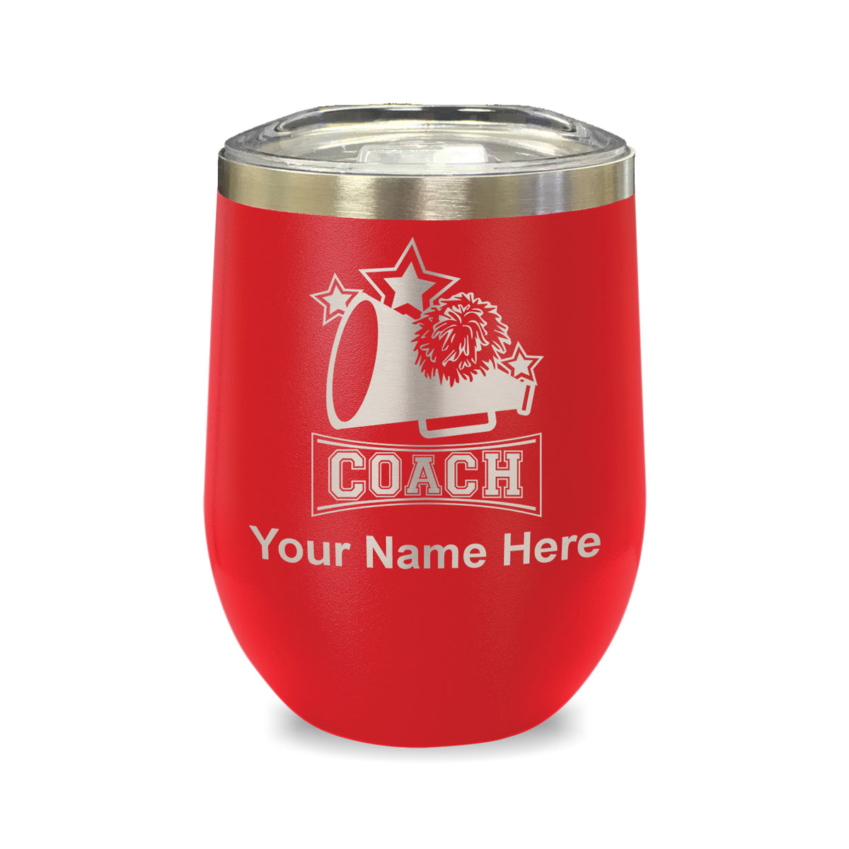 LaserGram Double Wall Stainless Steel Wine Glass, Cheerleading Coach, Personalized Engraving Included