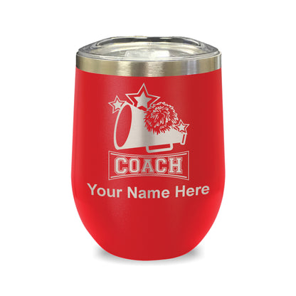 LaserGram Double Wall Stainless Steel Wine Glass, Cheerleading Coach, Personalized Engraving Included