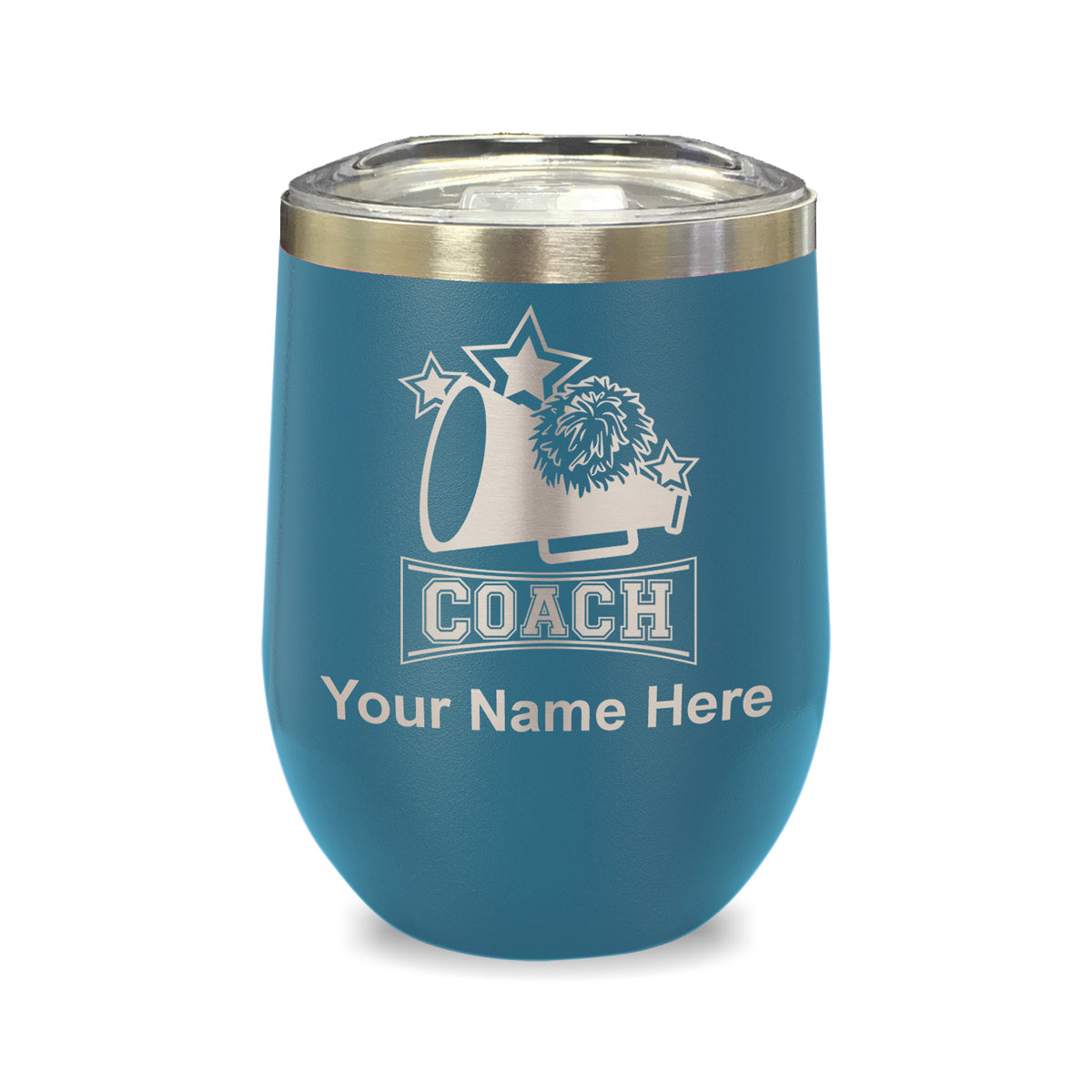 LaserGram Double Wall Stainless Steel Wine Glass, Cheerleading Coach, Personalized Engraving Included
