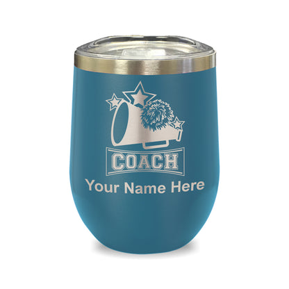 LaserGram Double Wall Stainless Steel Wine Glass, Cheerleading Coach, Personalized Engraving Included