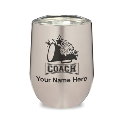LaserGram Double Wall Stainless Steel Wine Glass, Cheerleading Coach, Personalized Engraving Included
