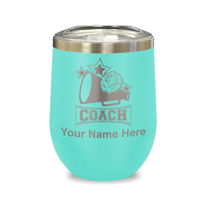LaserGram Double Wall Stainless Steel Wine Glass, Cheerleading Coach, Personalized Engraving Included