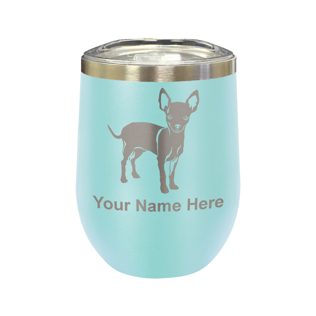 LaserGram Double Wall Stainless Steel Wine Glass, Chihuahua Dog, Personalized Engraving Included