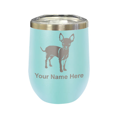 LaserGram Double Wall Stainless Steel Wine Glass, Chihuahua Dog, Personalized Engraving Included
