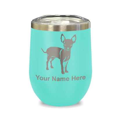 LaserGram Double Wall Stainless Steel Wine Glass, Chihuahua Dog, Personalized Engraving Included