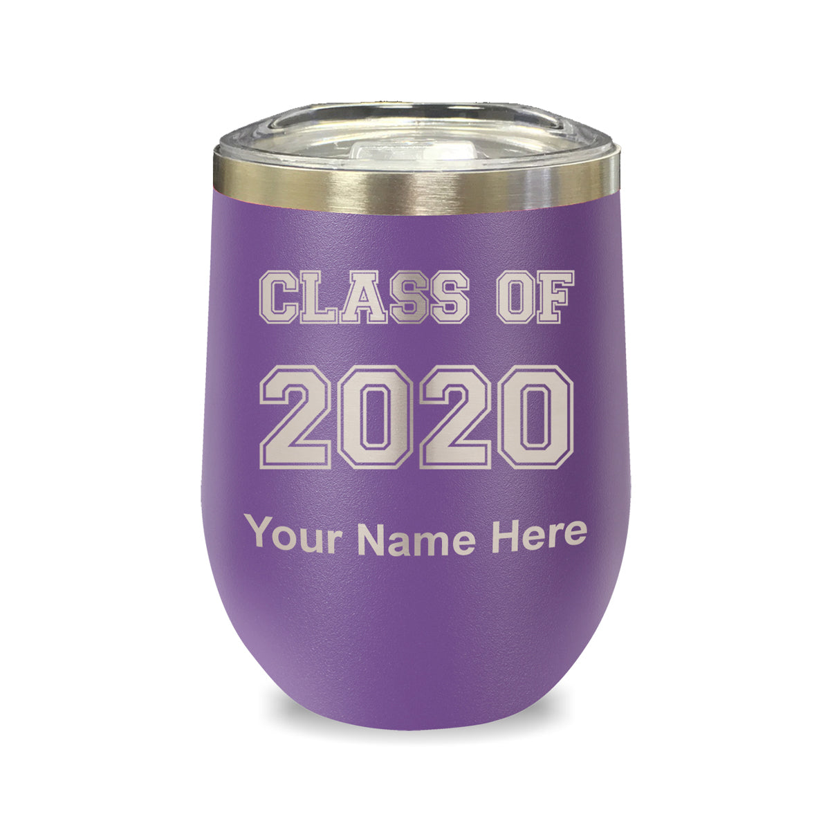 LaserGram Double Wall Stainless Steel Wine Glass, Class of 2020, 2021, 2022, 2023, 2024, 2025, Personalized Engraving Included