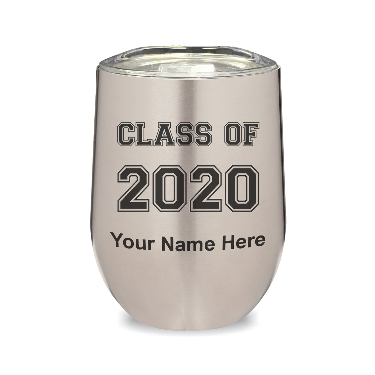 LaserGram Double Wall Stainless Steel Wine Glass, Class of 2020, 2021, 2022, 2023, 2024, 2025, Personalized Engraving Included