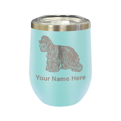 LaserGram Double Wall Stainless Steel Wine Glass, Cocker Spaniel Dog, Personalized Engraving Included