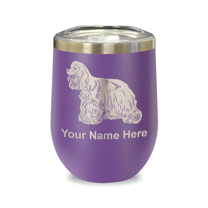 LaserGram Double Wall Stainless Steel Wine Glass, Cocker Spaniel Dog, Personalized Engraving Included