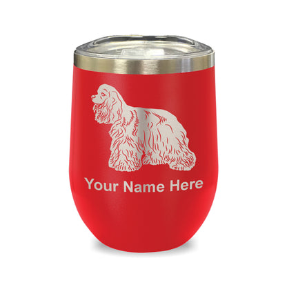 LaserGram Double Wall Stainless Steel Wine Glass, Cocker Spaniel Dog, Personalized Engraving Included