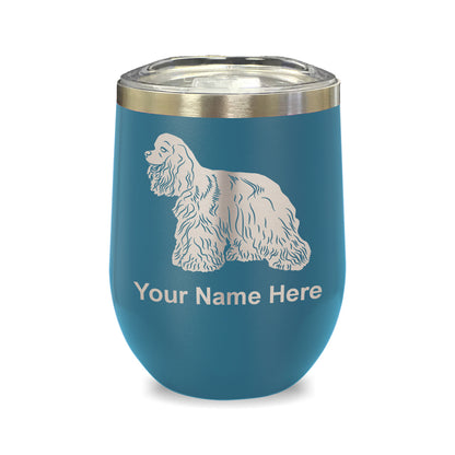 LaserGram Double Wall Stainless Steel Wine Glass, Cocker Spaniel Dog, Personalized Engraving Included