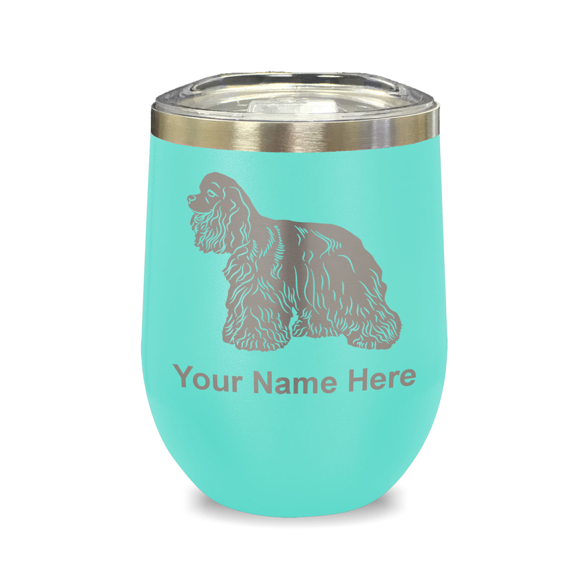 LaserGram Double Wall Stainless Steel Wine Glass, Cocker Spaniel Dog, Personalized Engraving Included