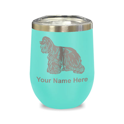 LaserGram Double Wall Stainless Steel Wine Glass, Cocker Spaniel Dog, Personalized Engraving Included
