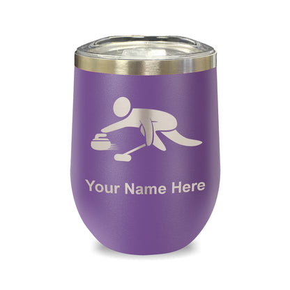 LaserGram Double Wall Stainless Steel Wine Glass, Curling Figure, Personalized Engraving Included