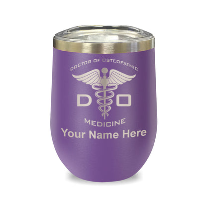 LaserGram Double Wall Stainless Steel Wine Glass, DO Doctor of Osteopathic Medicine, Personalized Engraving Included