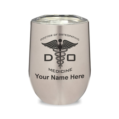 LaserGram Double Wall Stainless Steel Wine Glass, DO Doctor of Osteopathic Medicine, Personalized Engraving Included