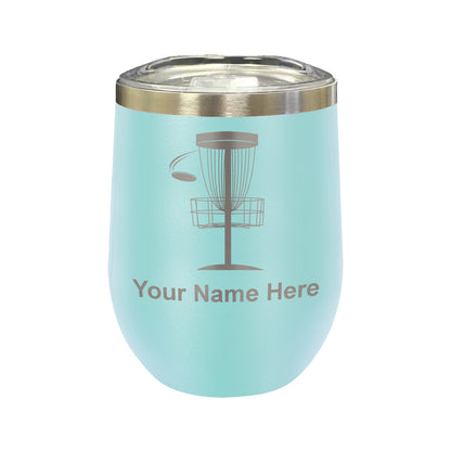LaserGram Double Wall Stainless Steel Wine Glass, Disc Golf, Personalized Engraving Included