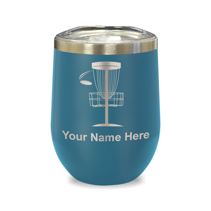 LaserGram Double Wall Stainless Steel Wine Glass, Disc Golf, Personalized Engraving Included